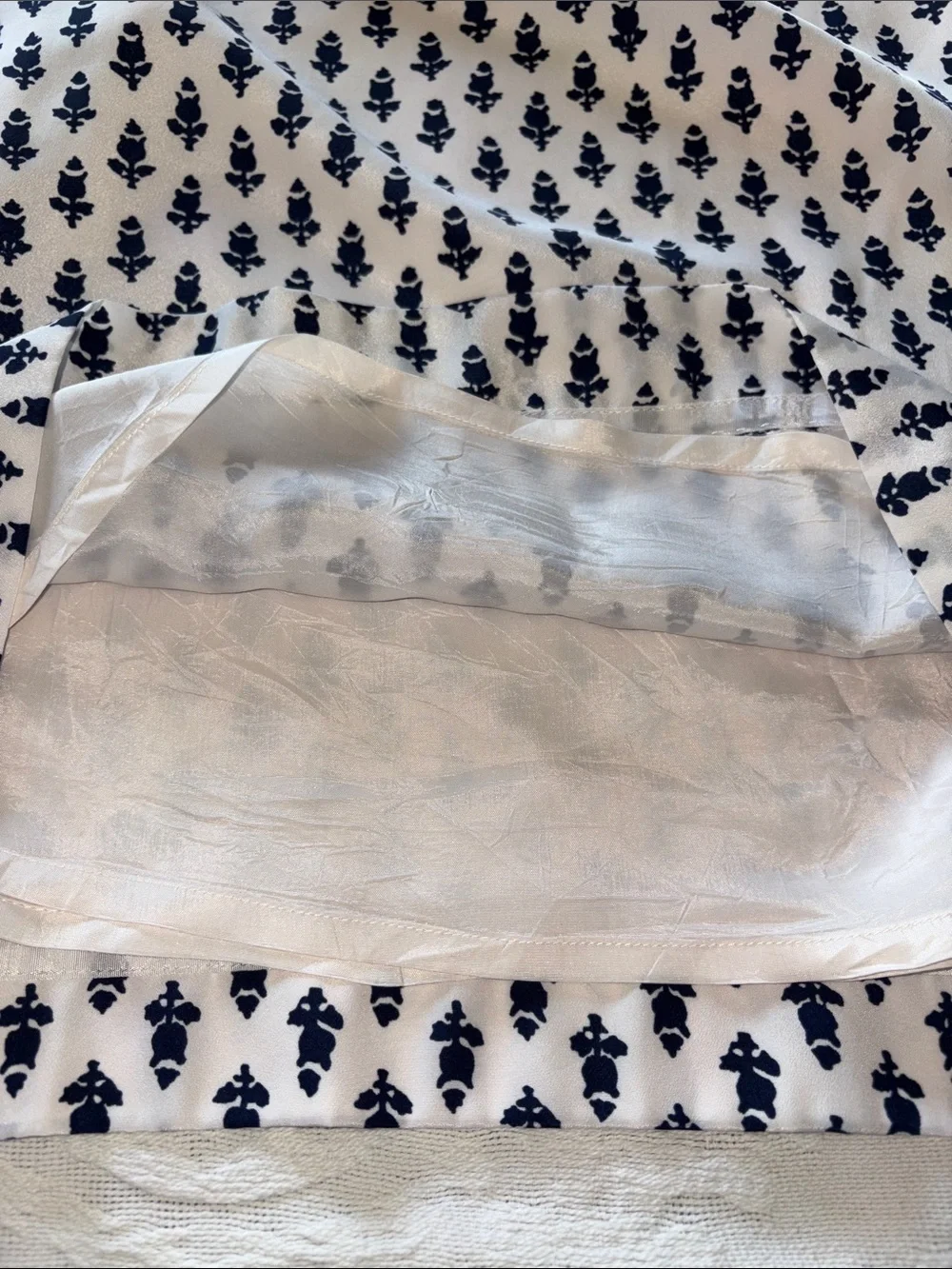 J. Crew Lined Cream Dress with Blue Floral Print EUC 6